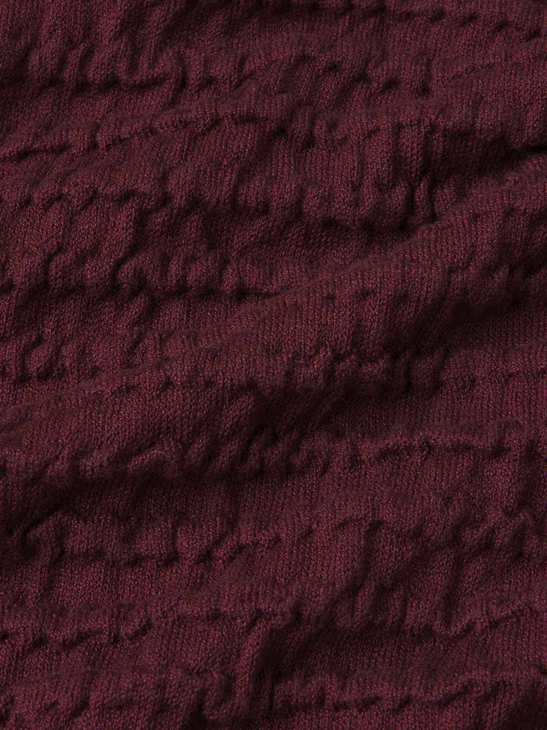 Smocked Long Sleeve Crewneck in Wine