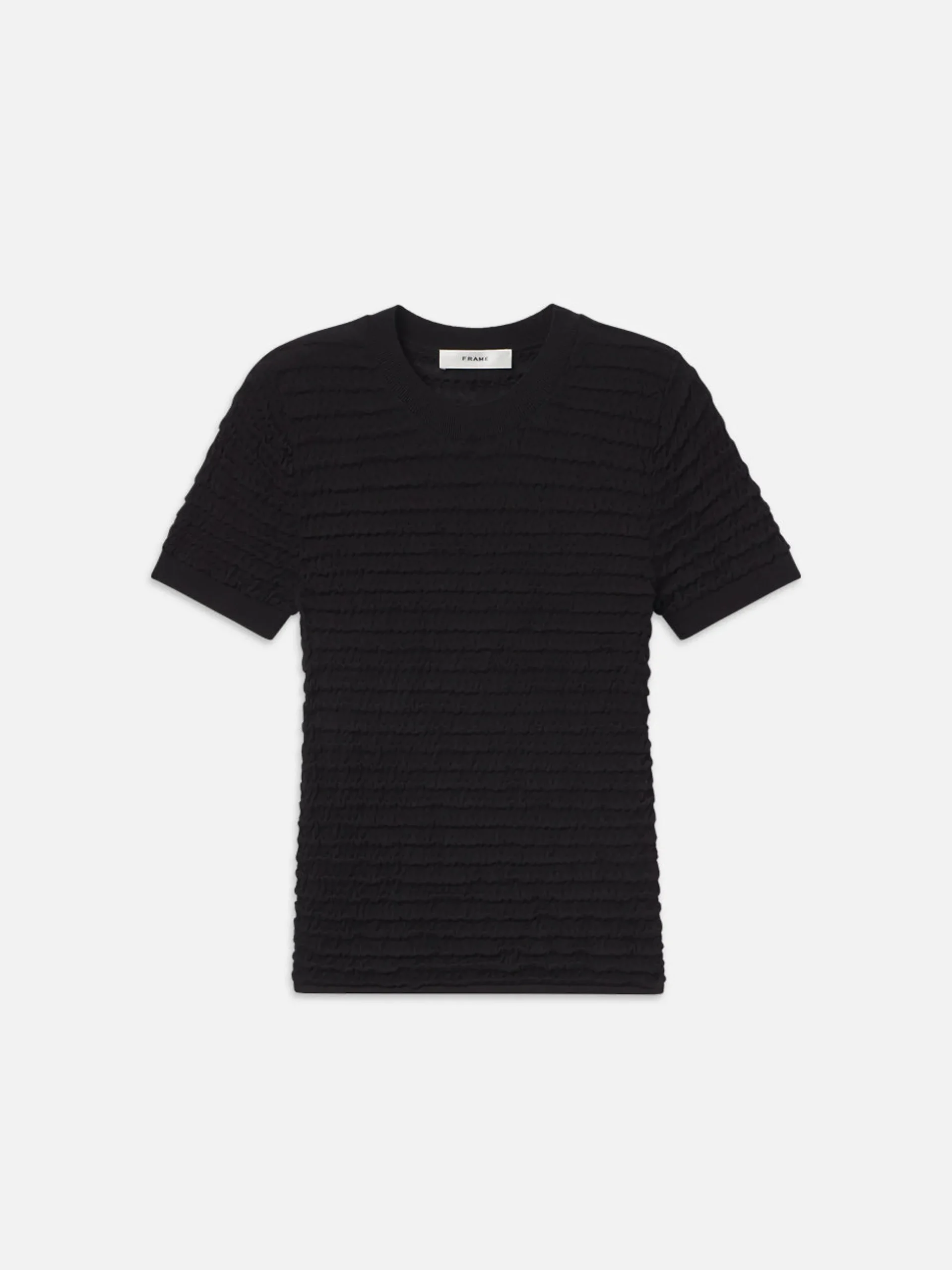Smocked Short Sleeve Sweater in Black