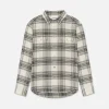 Spring Plaid Shirt in White Canvas/Black Plaid