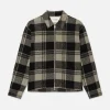 Spring Plaid Zip Shirt Jacket in Smoke Beige/Noir