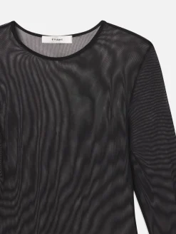Stretch Mesh Bodysuit in Black