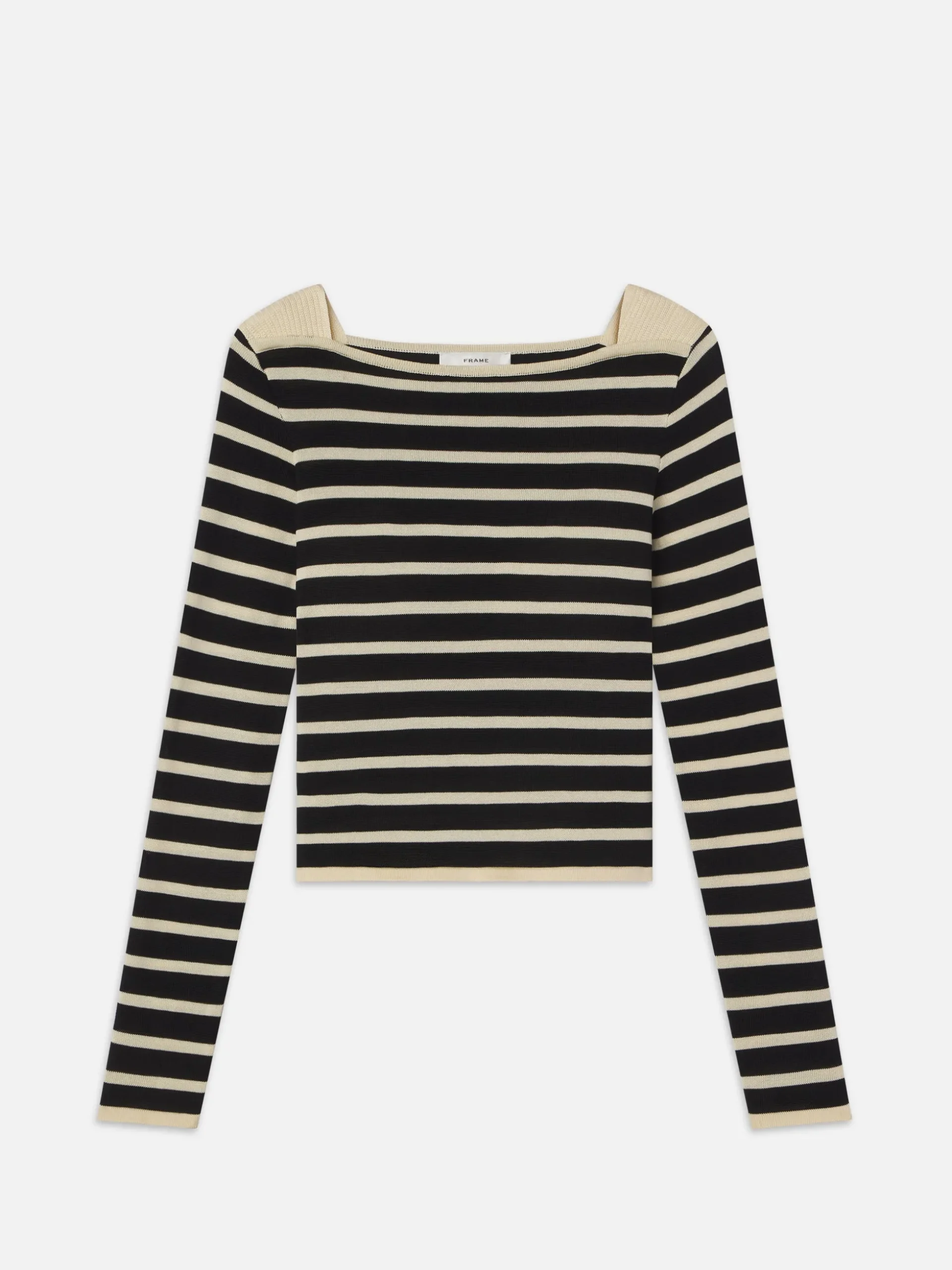 Striped Boatneck Sweater in Black Multi