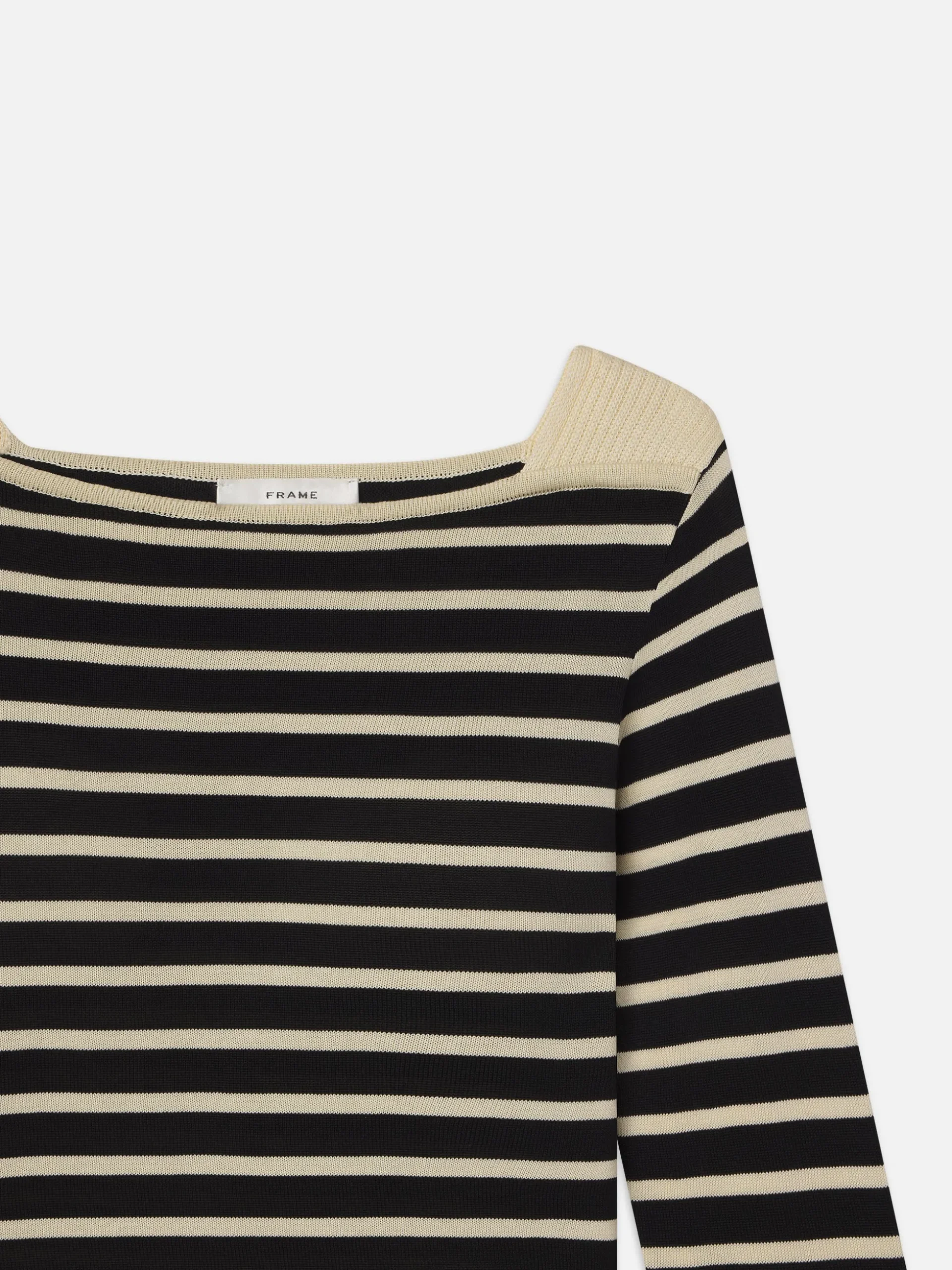 Striped Boatneck Sweater in Black Multi