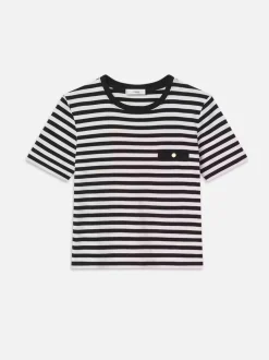 Striped Pocket Tee in Black Multi