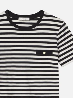 Striped Pocket Tee in Black Multi