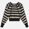 Striped Raglan Sweater in Black Multi
