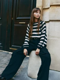 Striped Raglan Sweater in Black Multi