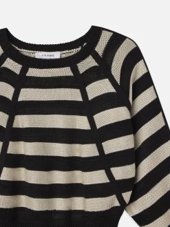 Striped Raglan Sweater in Black Multi