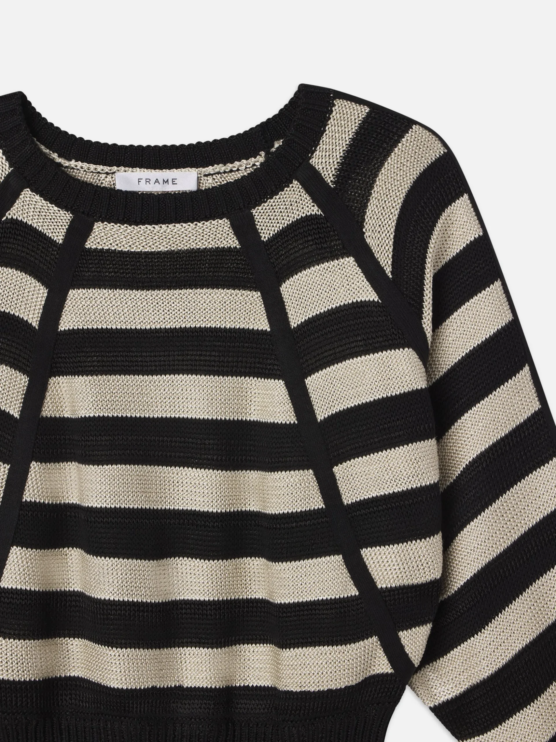 Striped Raglan Sweater in Black Multi