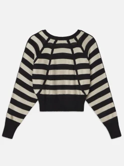 Striped Raglan Sweater in Black Multi