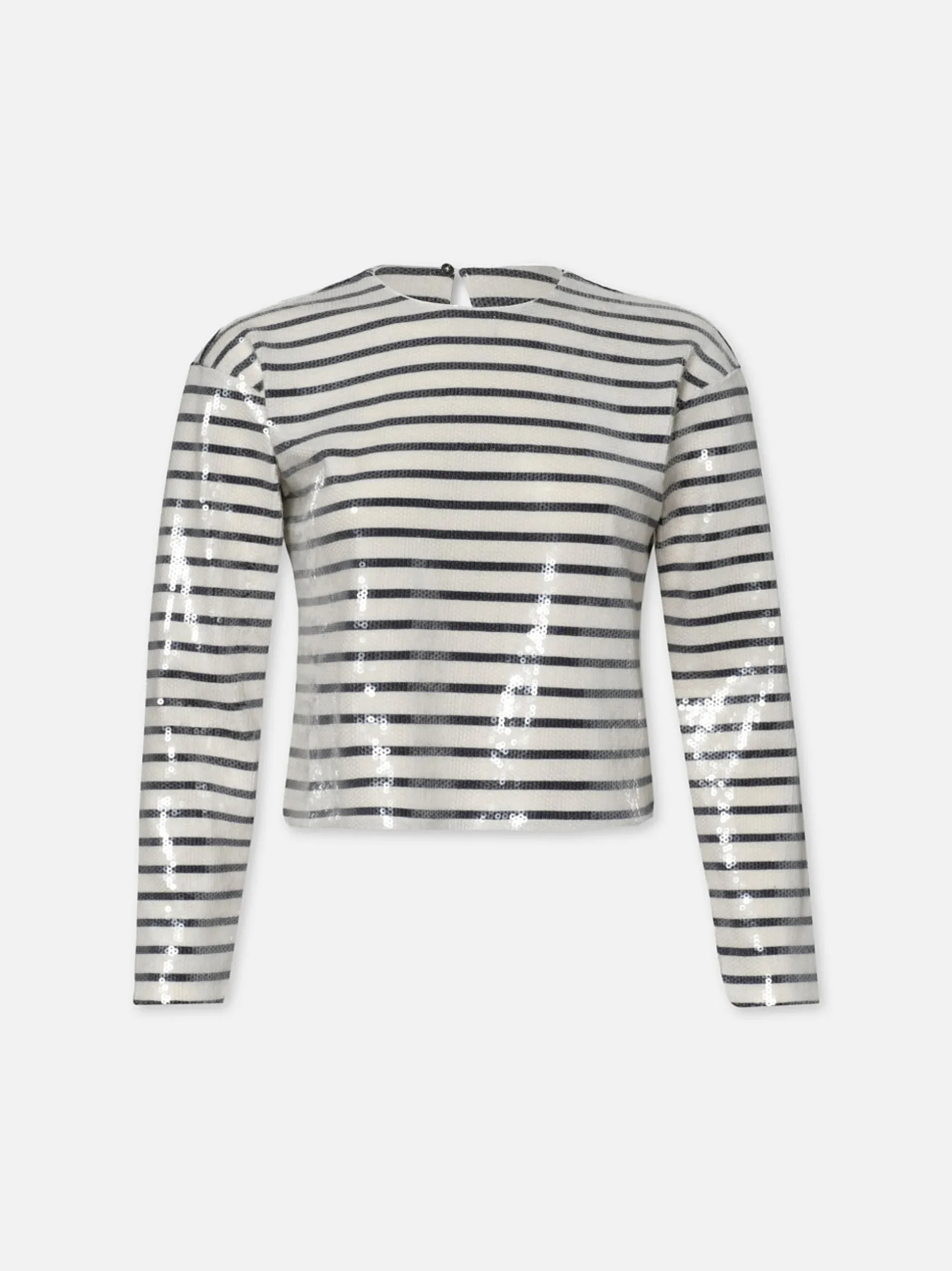 Striped Sequin Top in Navy Multi