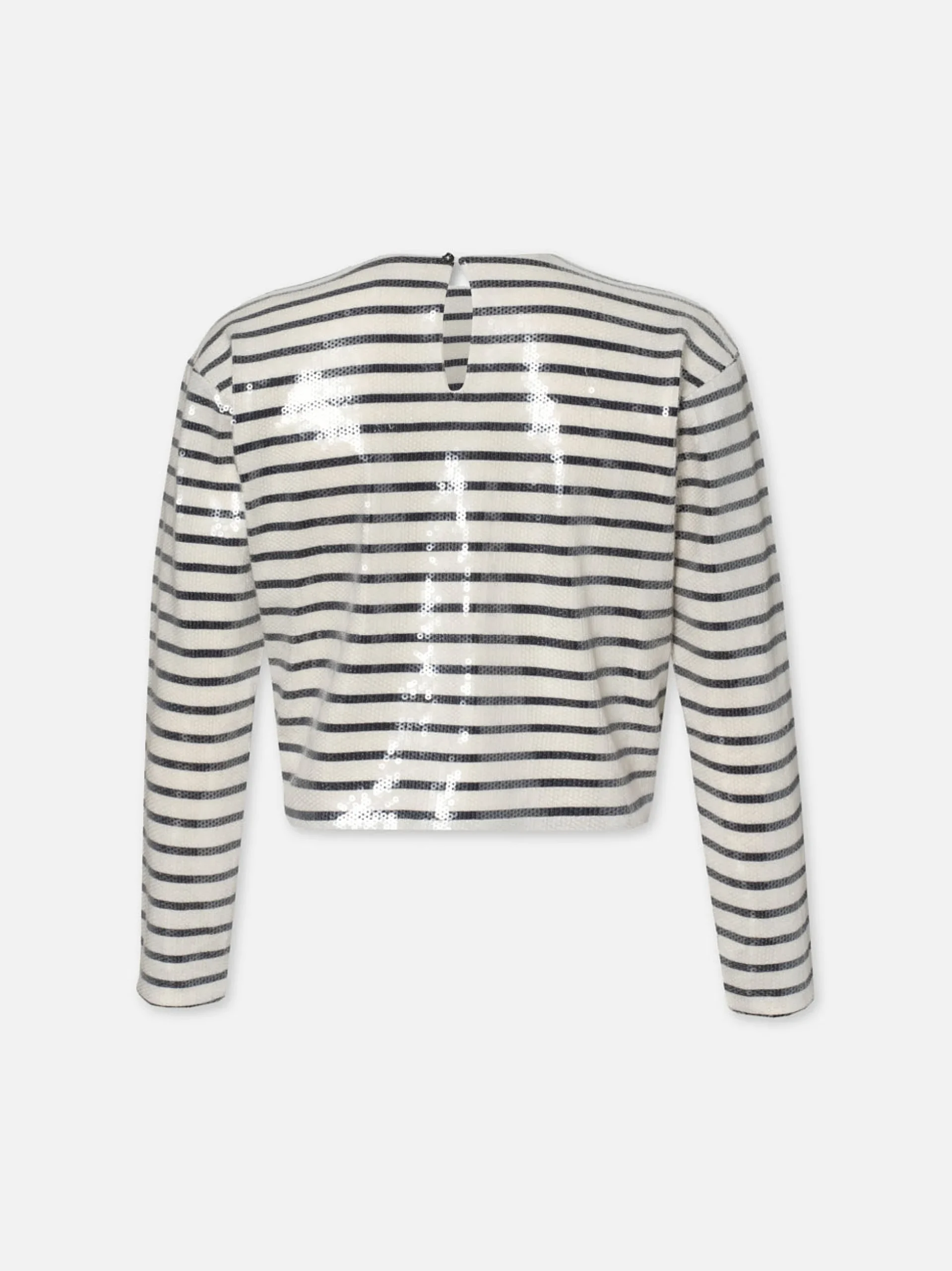Striped Sequin Top in Navy Multi