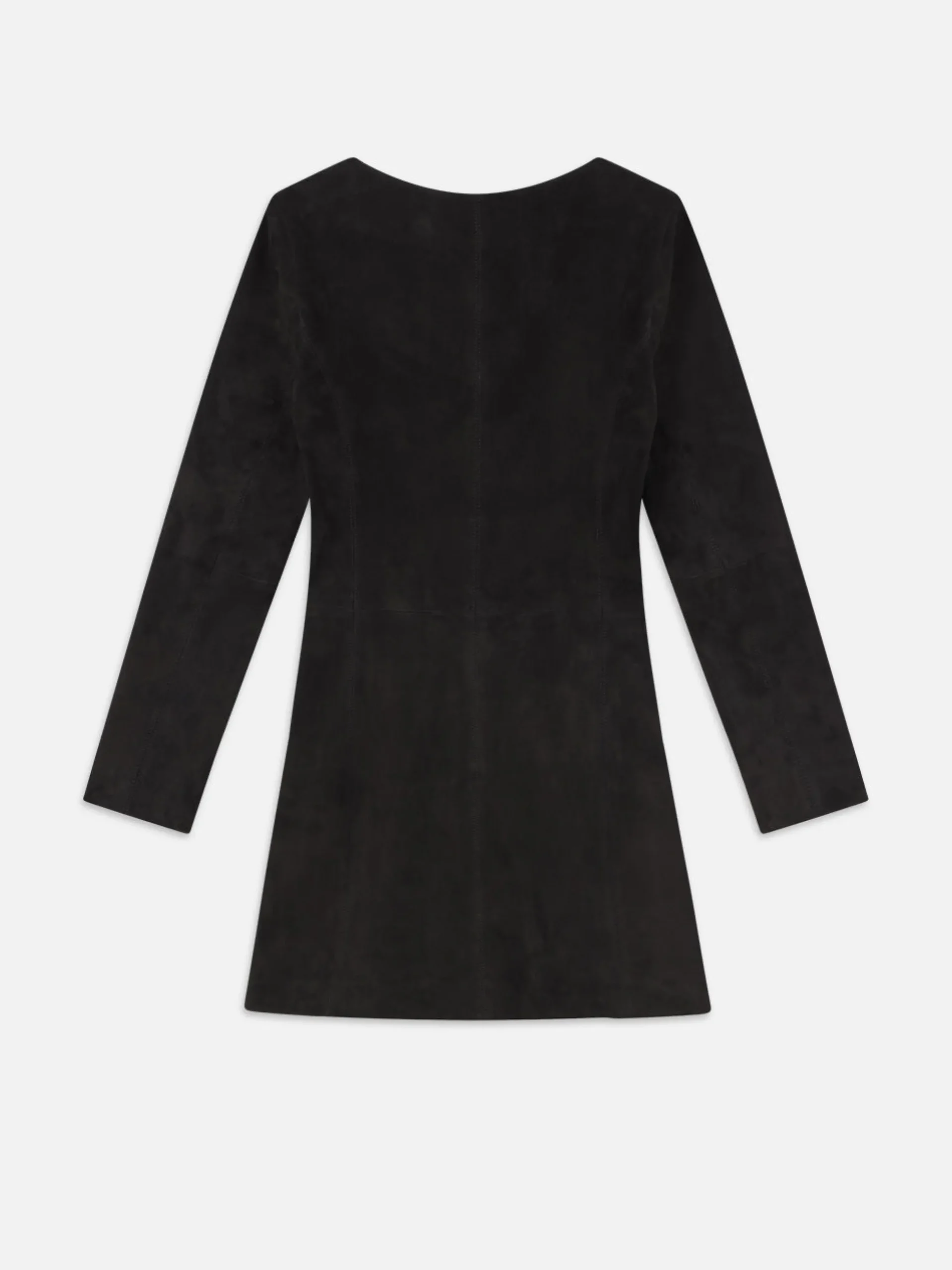 Suede Button Front Mini Dress in Black