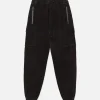 Suede Cargo Jogger in Black