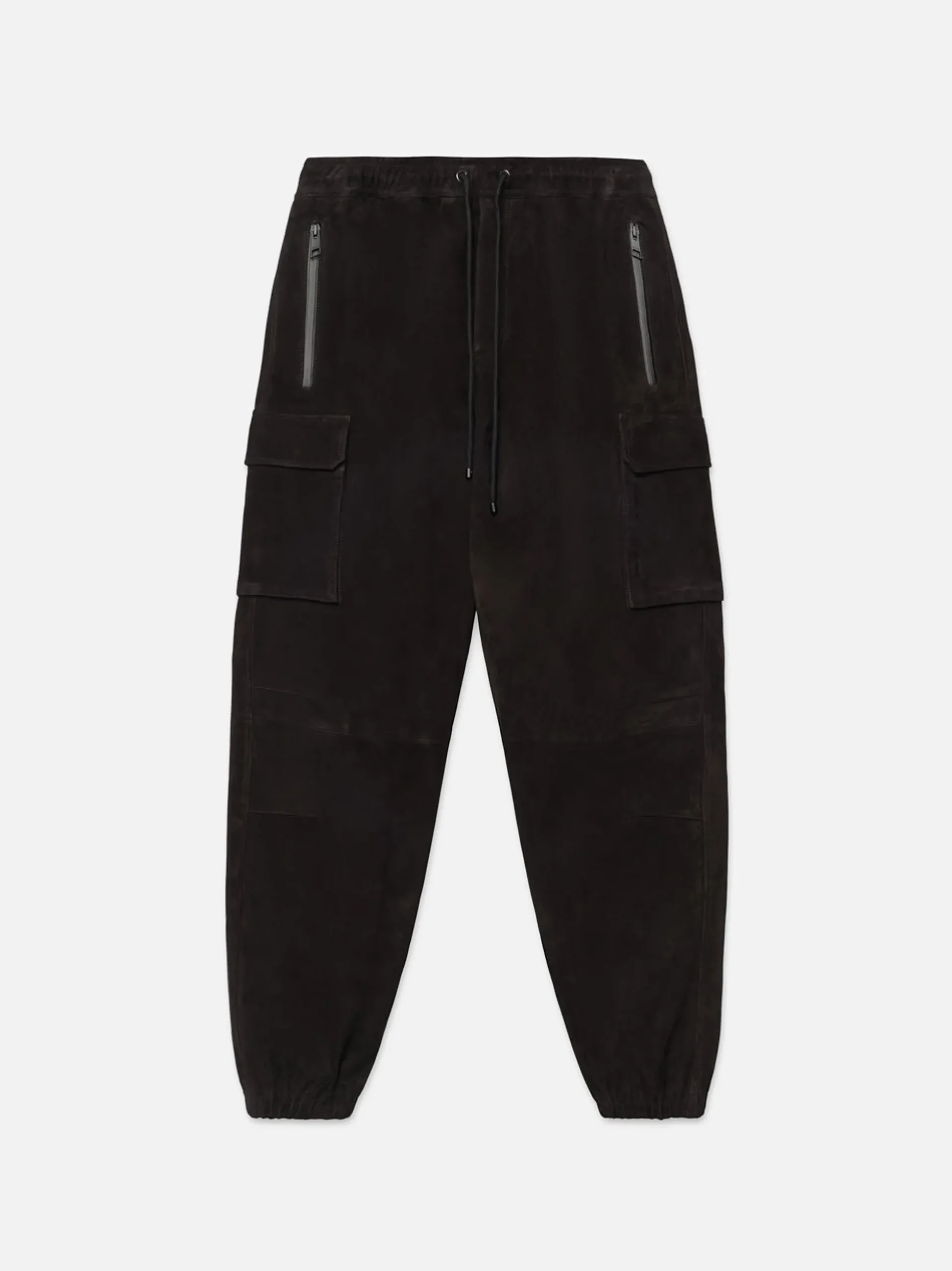 Suede Cargo Jogger in Black