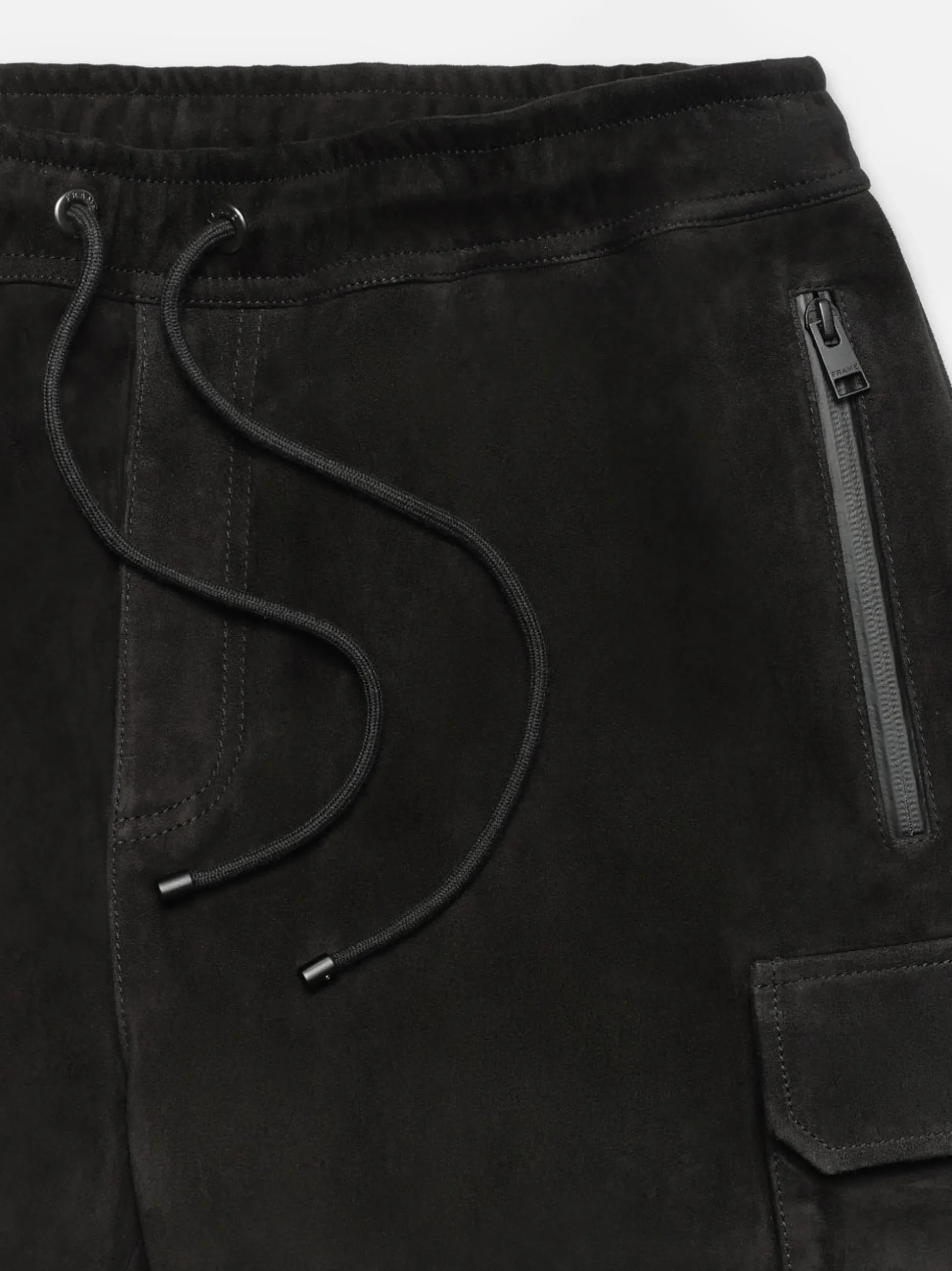 Suede Cargo Jogger in Black