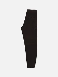 Suede Cargo Jogger in Black