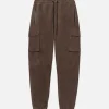 Suede Cargo Jogger in Dark Wood