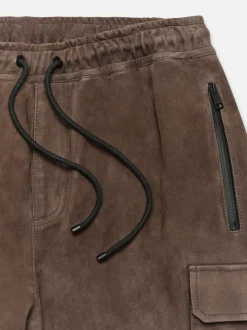 Suede Cargo Jogger in Dark Wood