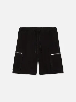 Suede Cargo Shorts in Black