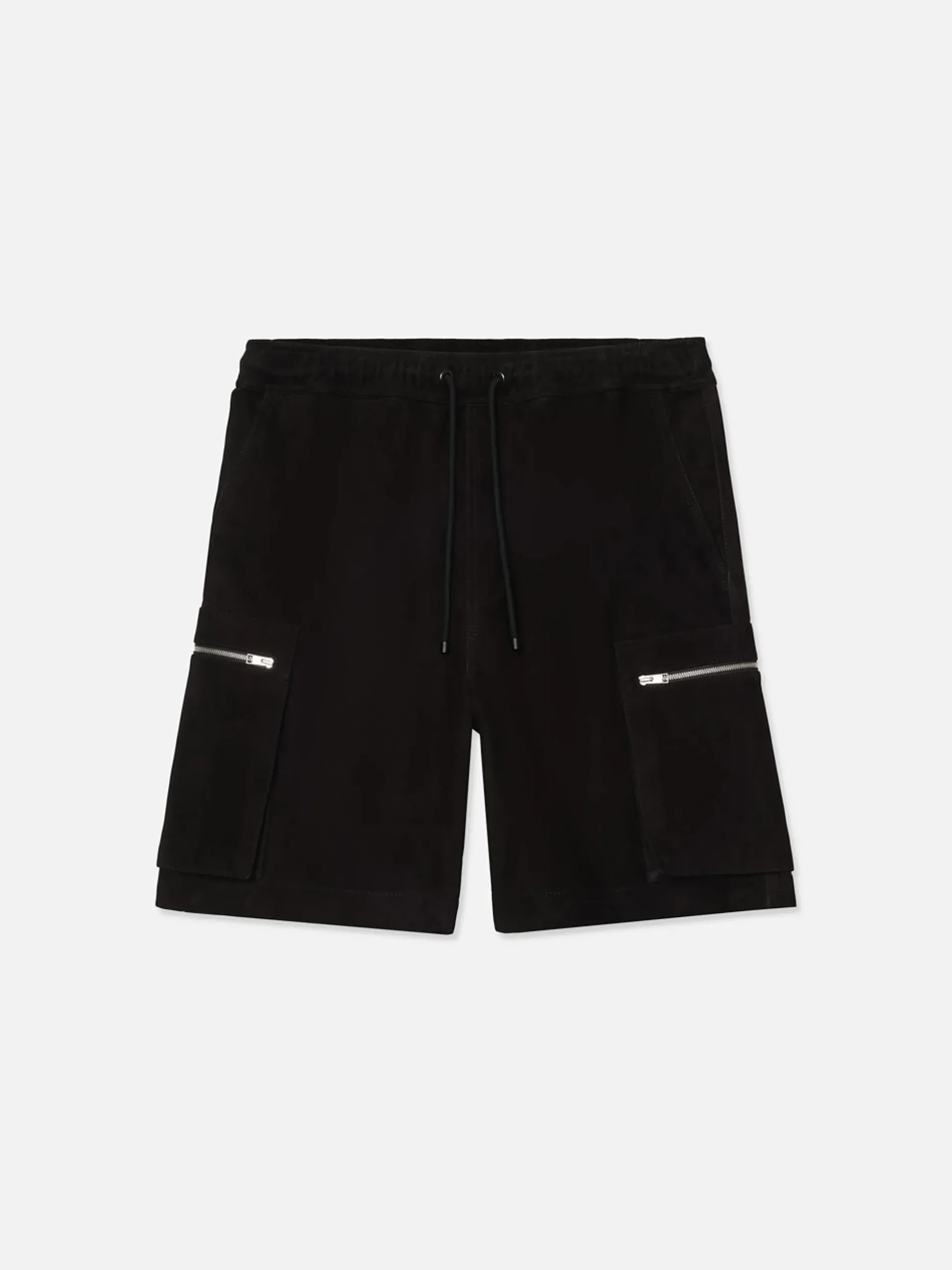 Suede Cargo Shorts in Black