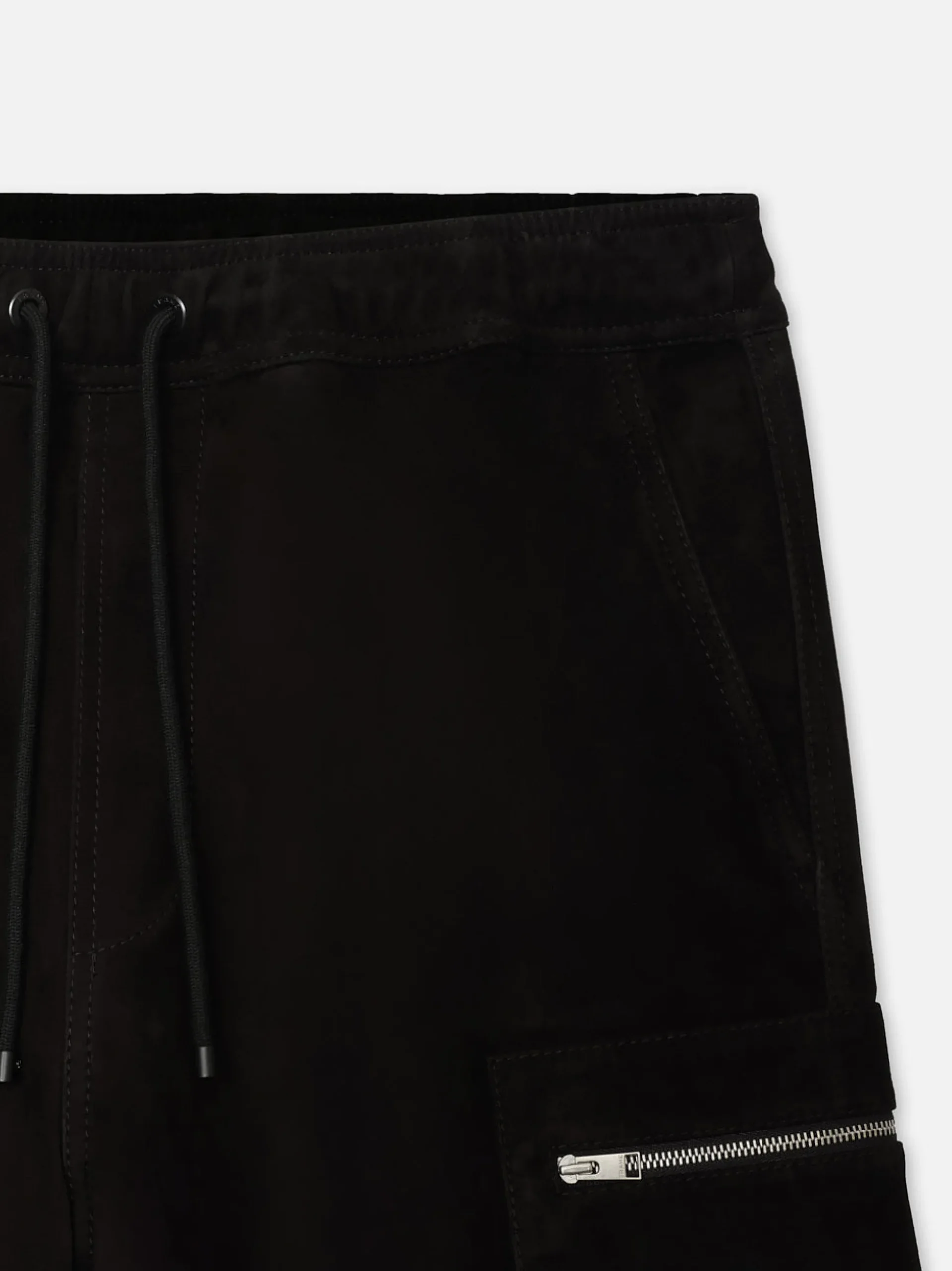 Suede Cargo Shorts in Black