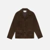 Suede Jacket in Dark Camel