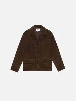Suede Jacket in Dark Camel