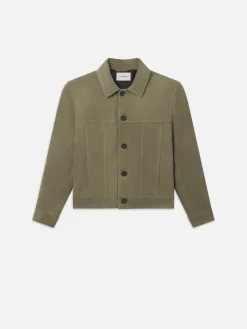 Suede Jacket in Light Olive