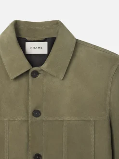 Suede Jacket in Light Olive