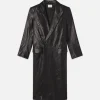 Tailored Leather Coat in Black
