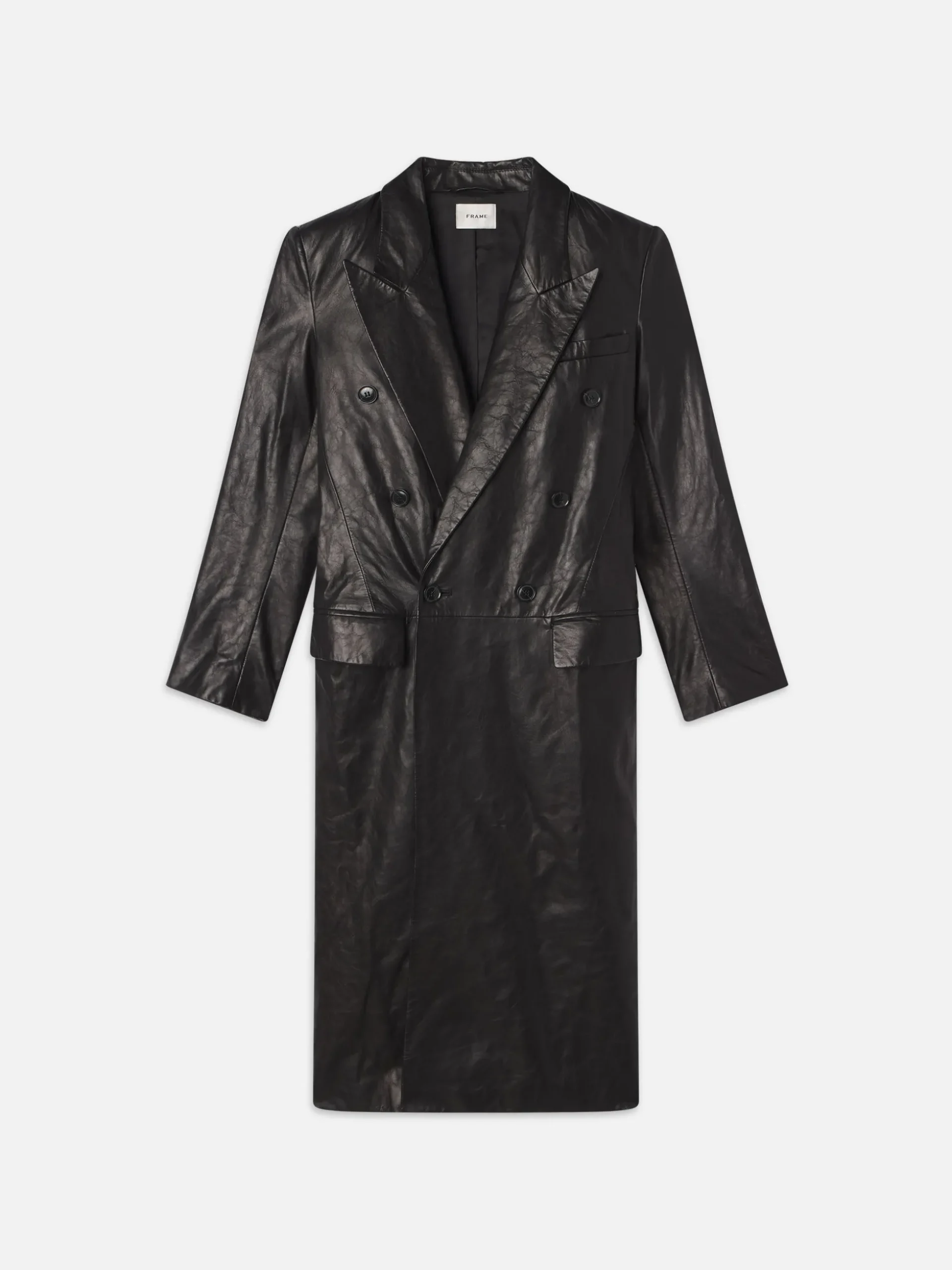 Tailored Leather Coat in Black