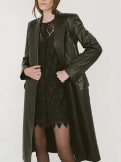Tailored Leather Coat in Black