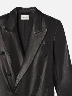 Tailored Leather Coat in Black