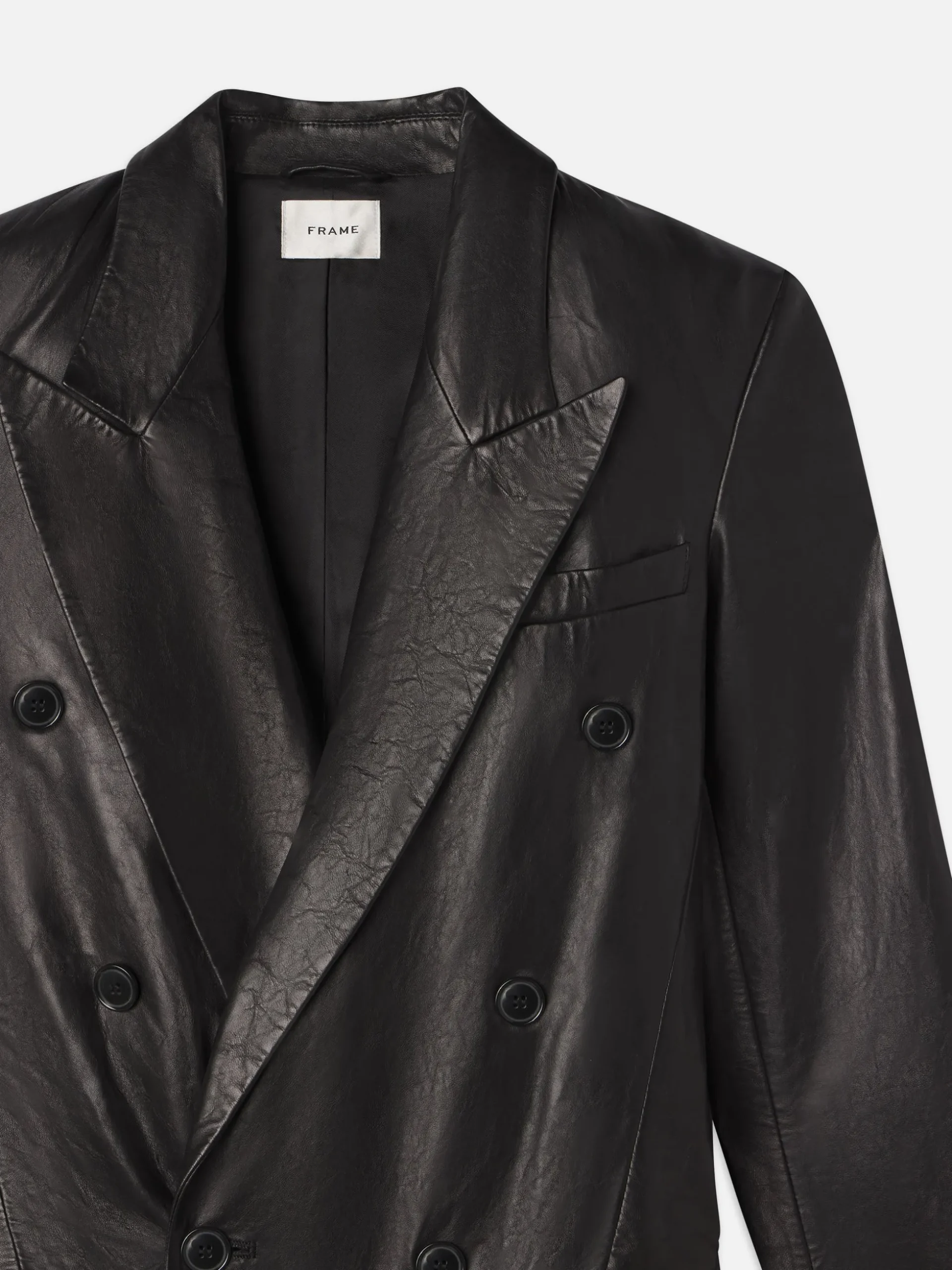 Tailored Leather Coat in Black