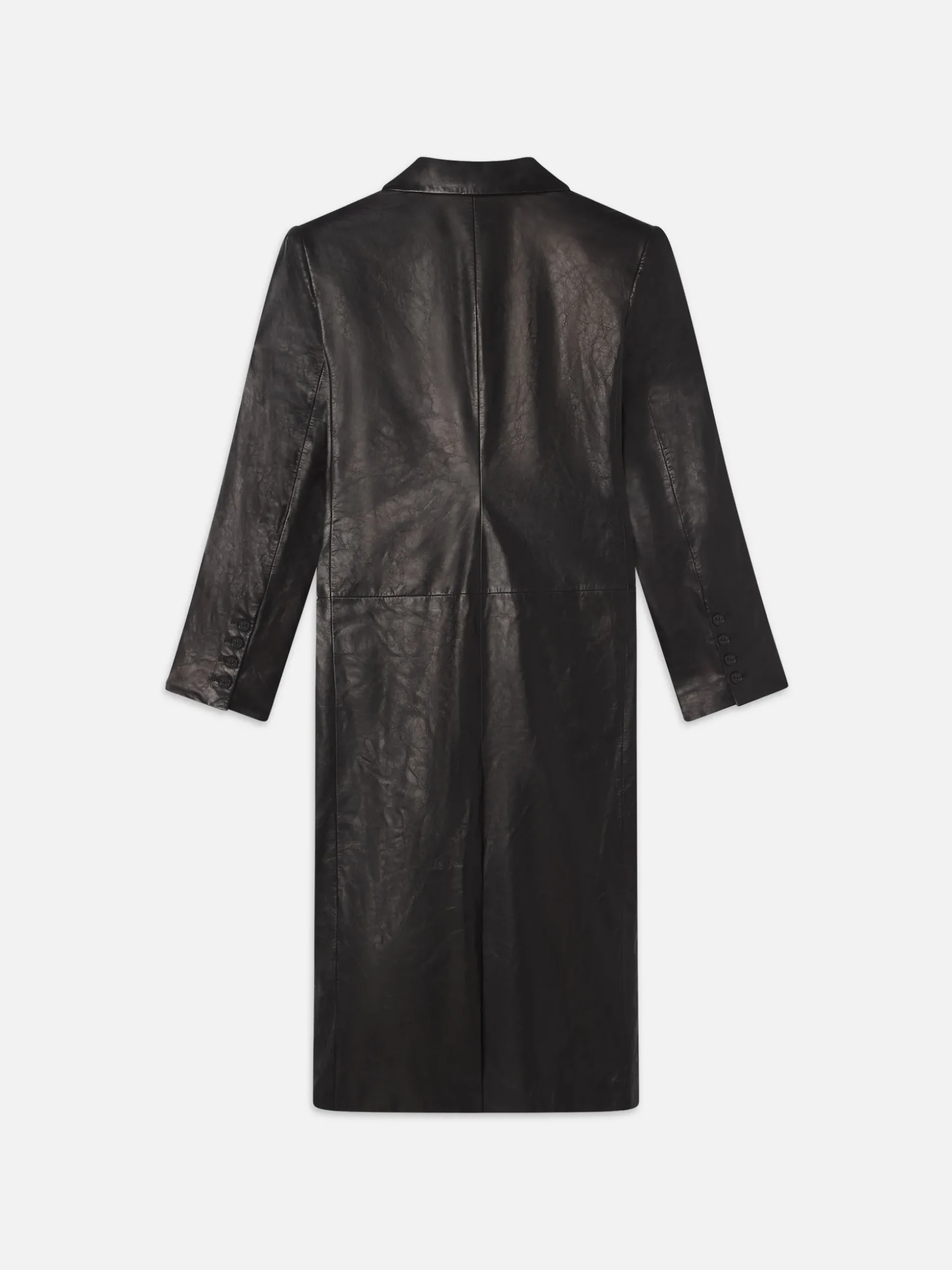 Tailored Leather Coat in Black