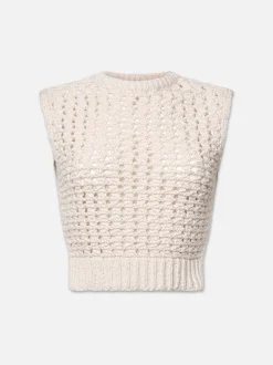 Tape Yarn Sweater Vest in Cream
