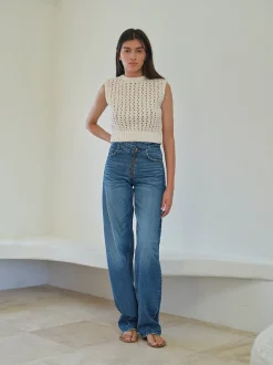 Tape Yarn Sweater Vest in Cream