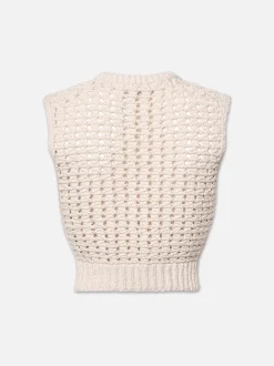 Tape Yarn Sweater Vest in Cream