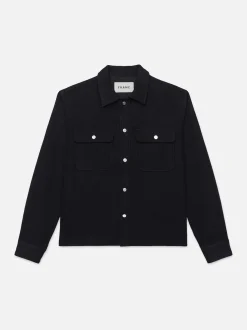 Textured Overshirt Jacket in Dark Navy