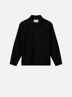 Textured Overshirt Jacket in Black