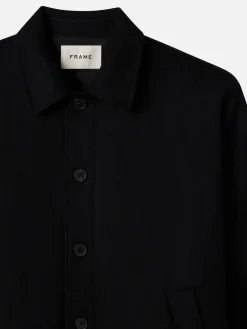 Textured Overshirt Jacket in Black