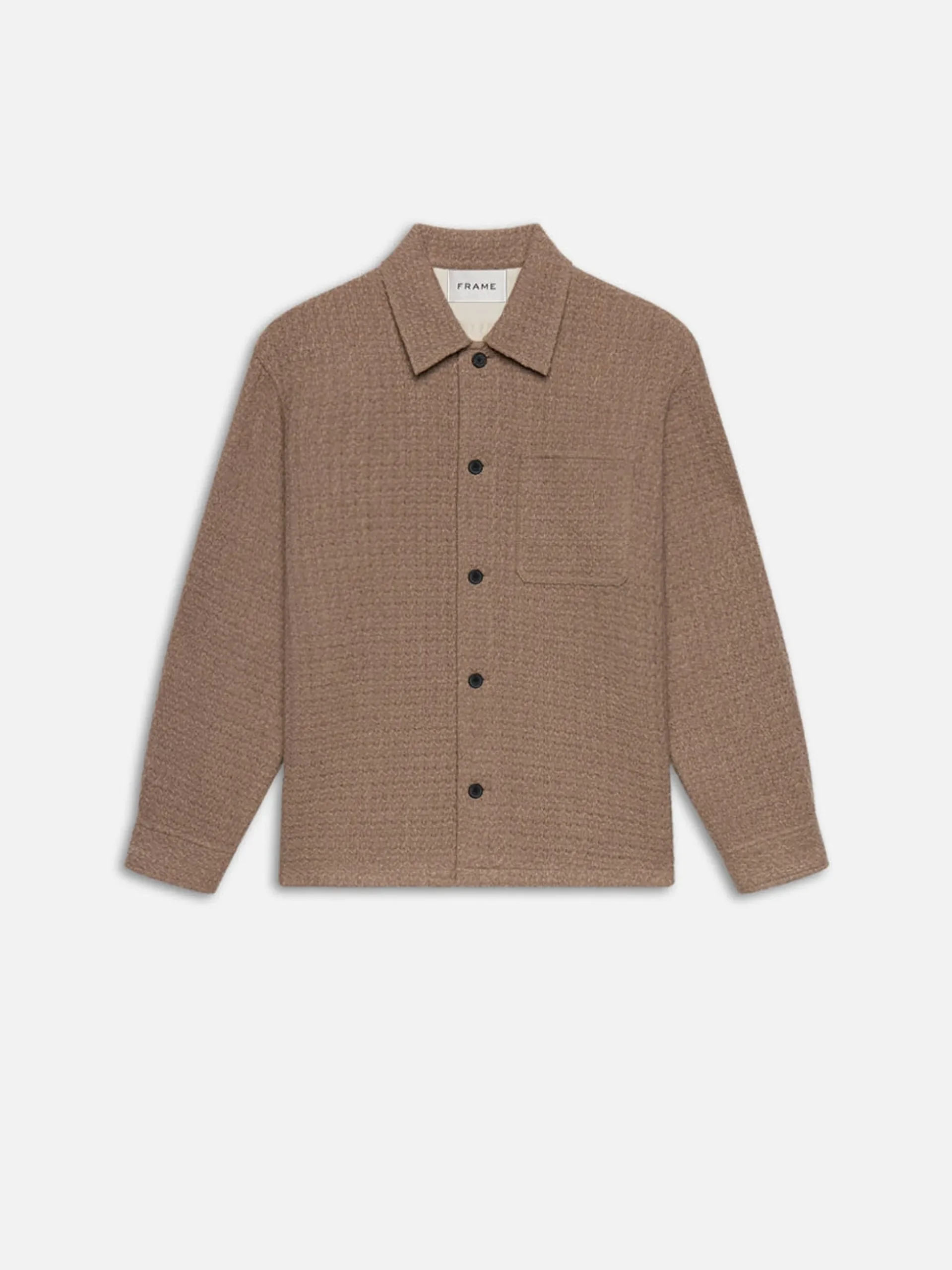 Textured Shirt Jacket in Light Brown