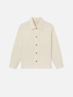 Textured Shirt Jacket in Off White