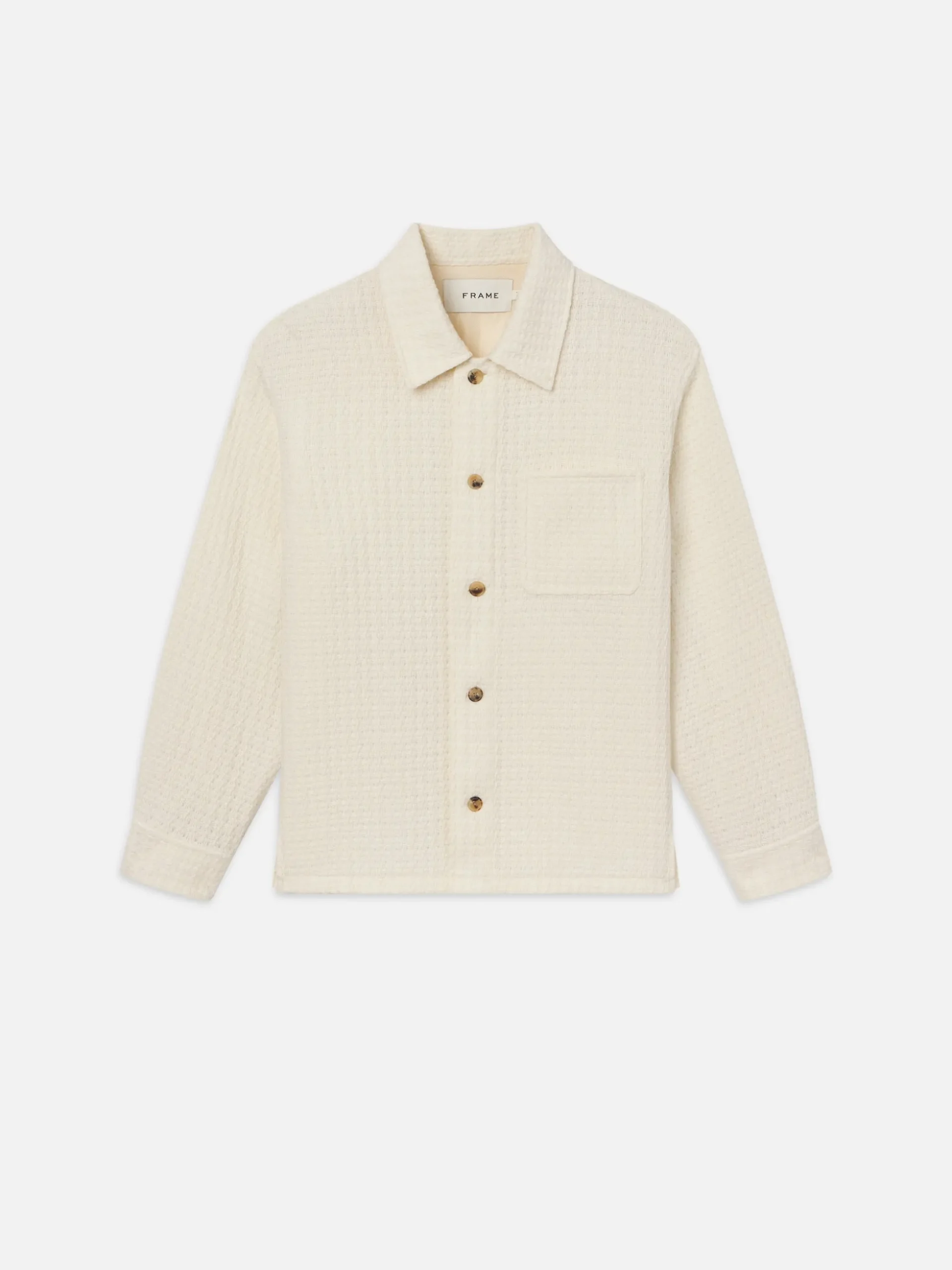 Textured Shirt Jacket in Off White