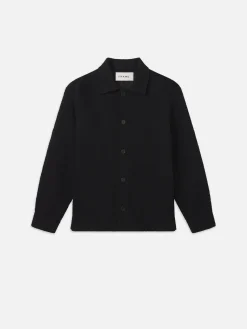 Textured Shirt Jacket in Black