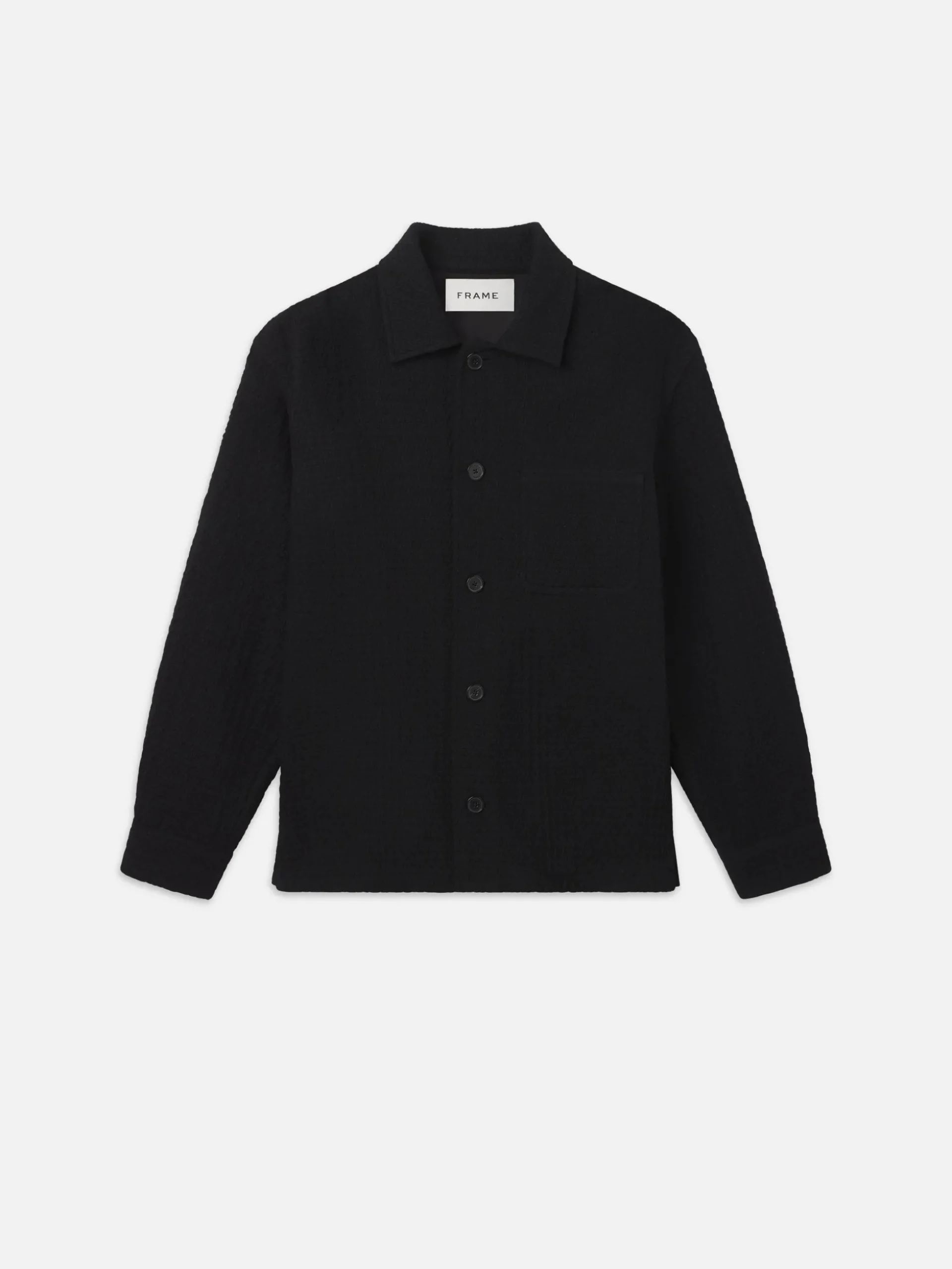 Textured Shirt Jacket in Black