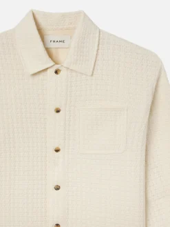 Textured Shirt Jacket in Off White