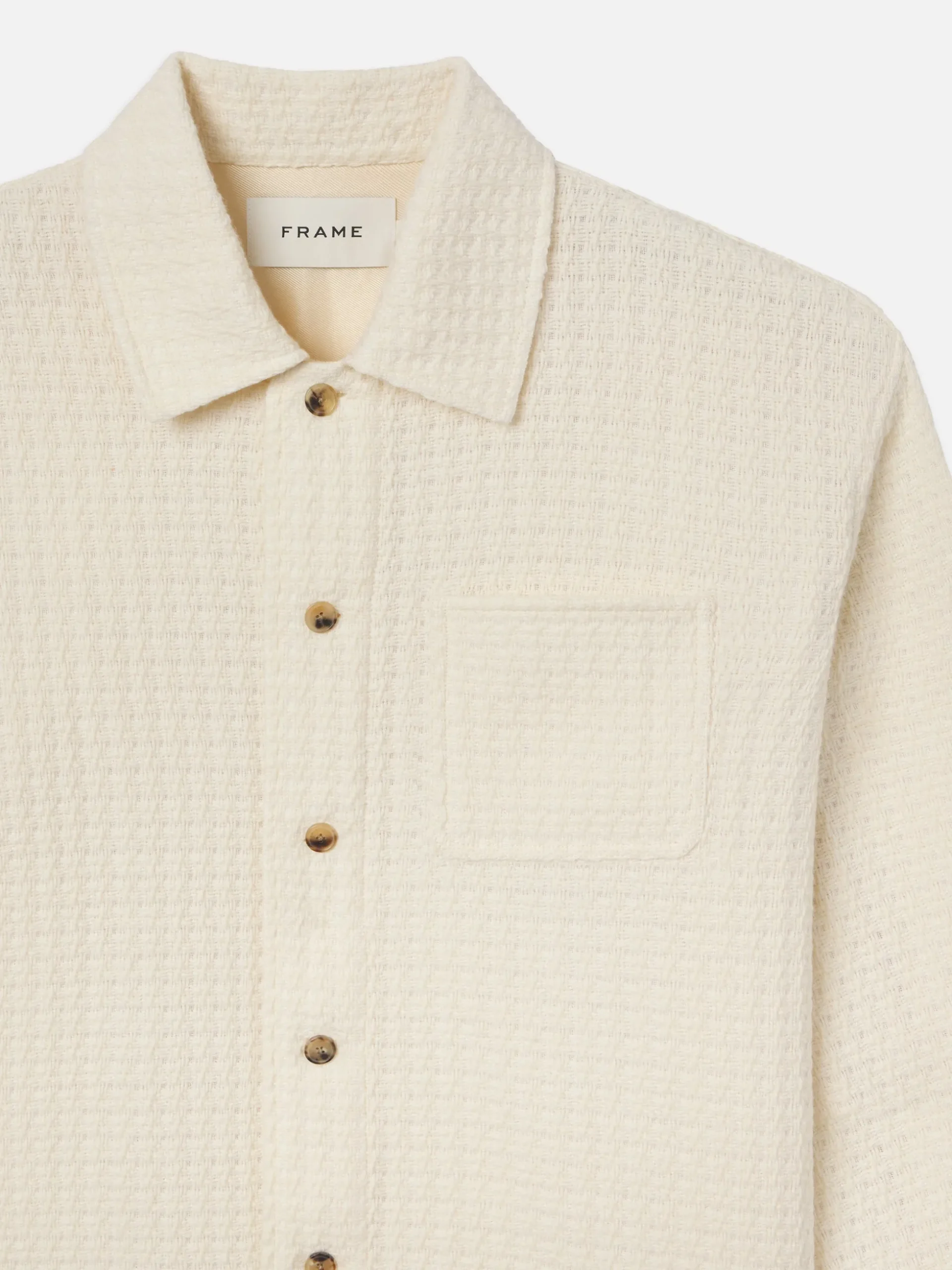 Textured Shirt Jacket in Off White