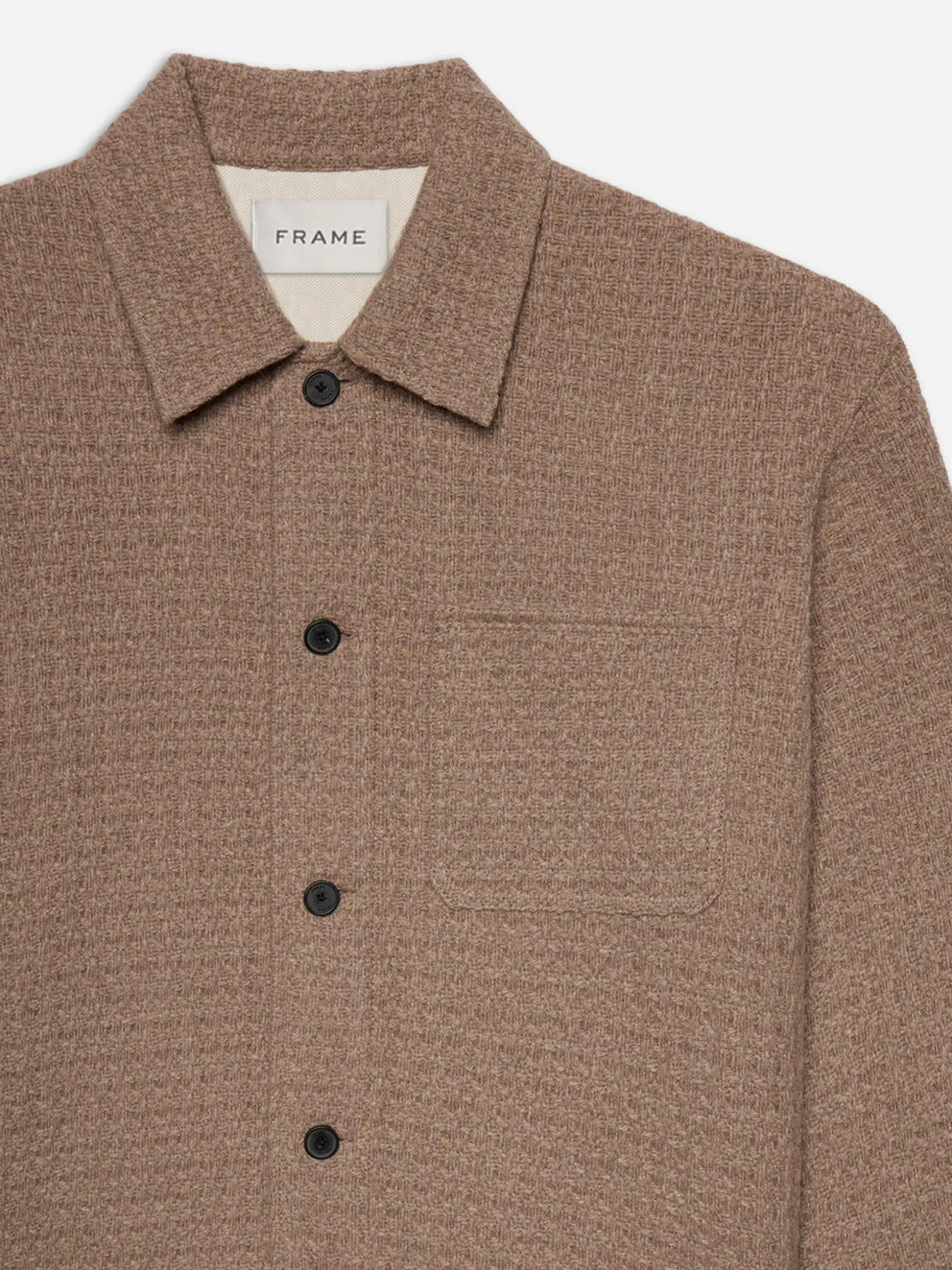 Textured Shirt Jacket in Light Brown